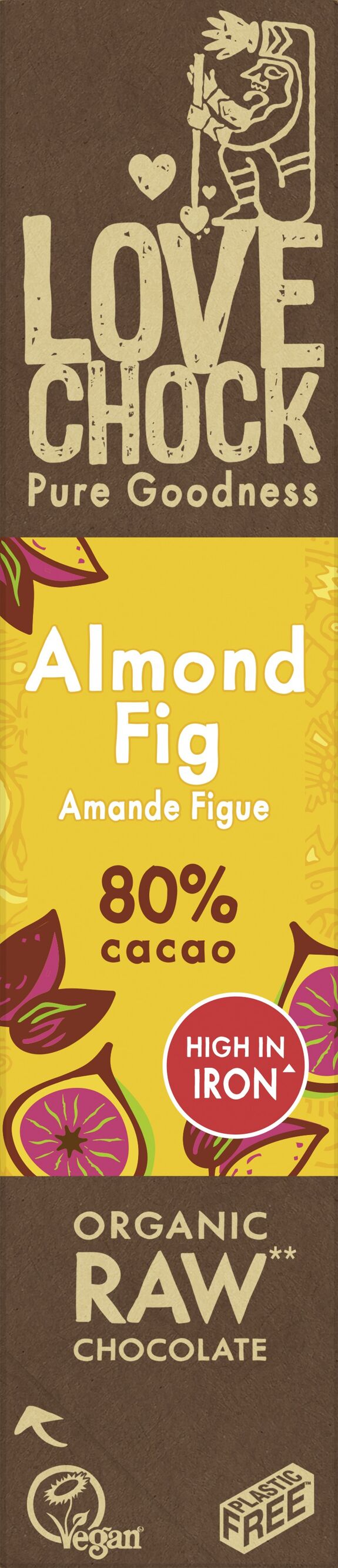 Organic and Raw Dark Chocolate ALMOND FIG 80% - 40 g - 12 in stock