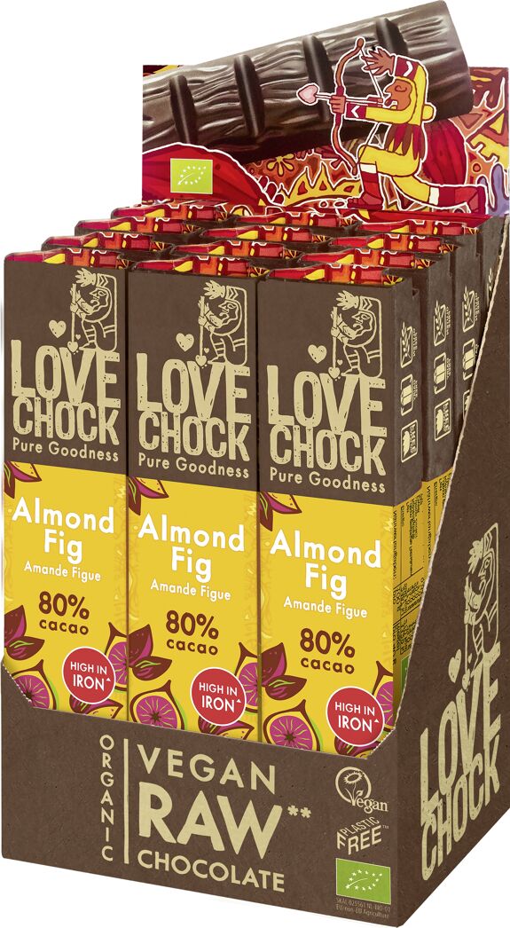 Organic and Raw Dark Chocolate ALMOND FIG 80% - 40 g - 12 in stock