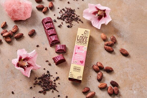 Organic Vegan Pink Chocolate LOVE HIBISCUS AND BENEFITS - more stock arriving in next week.