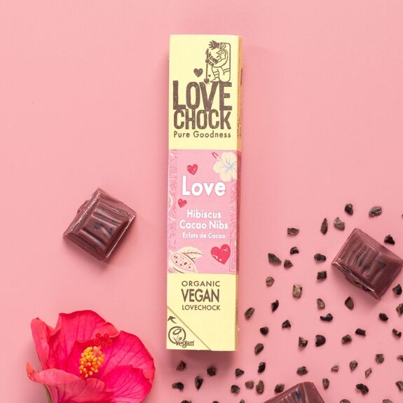 Organic Vegan Pink Chocolate LOVE HIBISCUS AND BENEFITS - more stock arriving in next week.