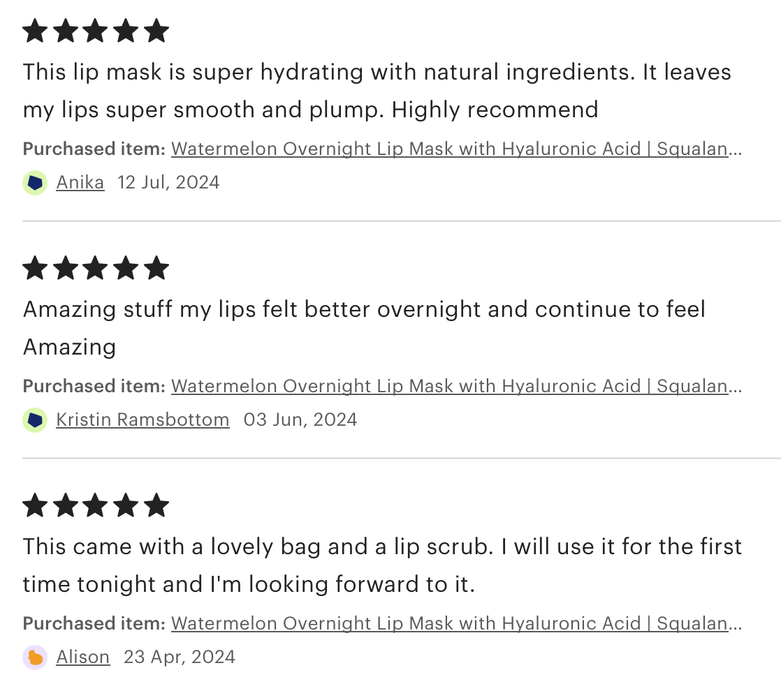 Overnight Lip Mask - Hyaluronic Acid | Squalene | Watermelon