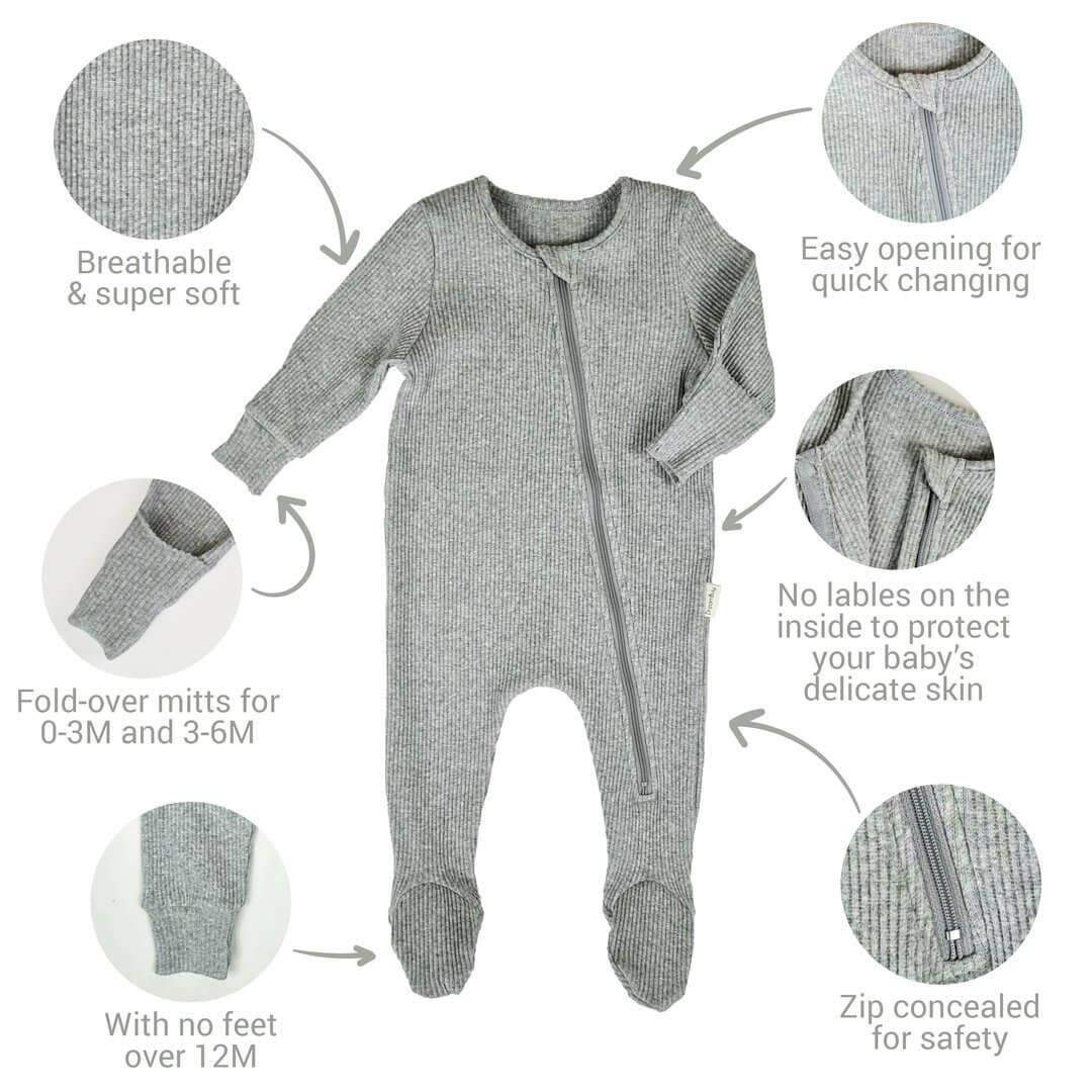 Powder Blue Zip up Ribbed Romper Babygrow Sleepsuit 3 to 6 months - 1 left in stock