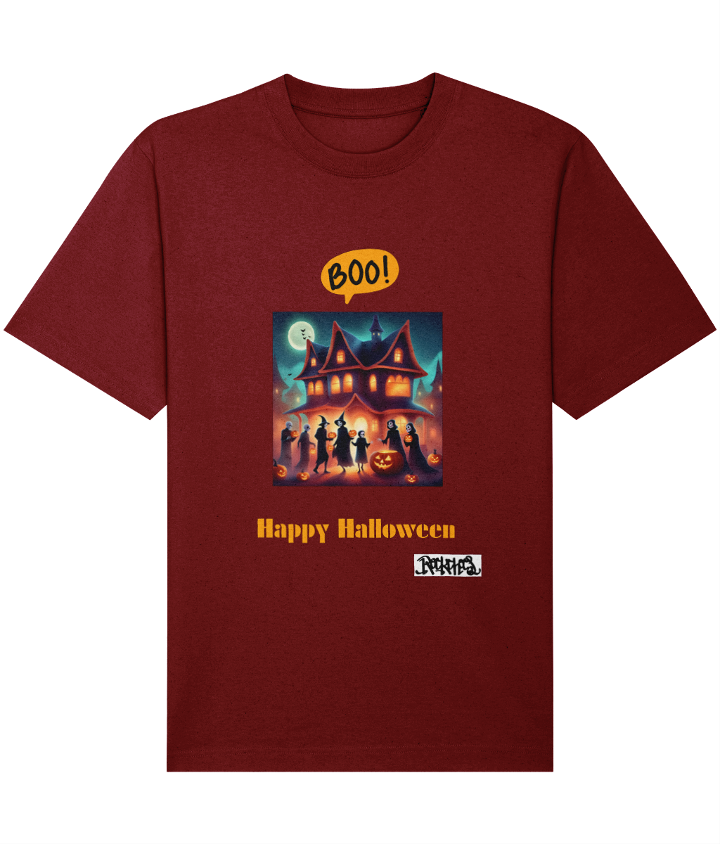 Happy Halloween T shirts designed by Rock Chocs Haunted House Design 2 Adults Unisex