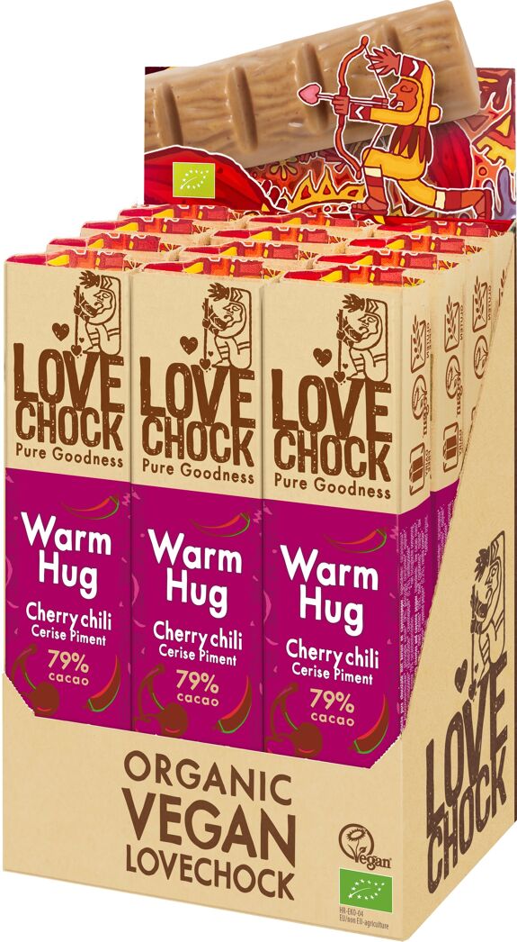 WARM HUG Organic and Vegan Dark Chocolate CHERRY CHILI PEPPER 79% - 40 g - 2 in stock