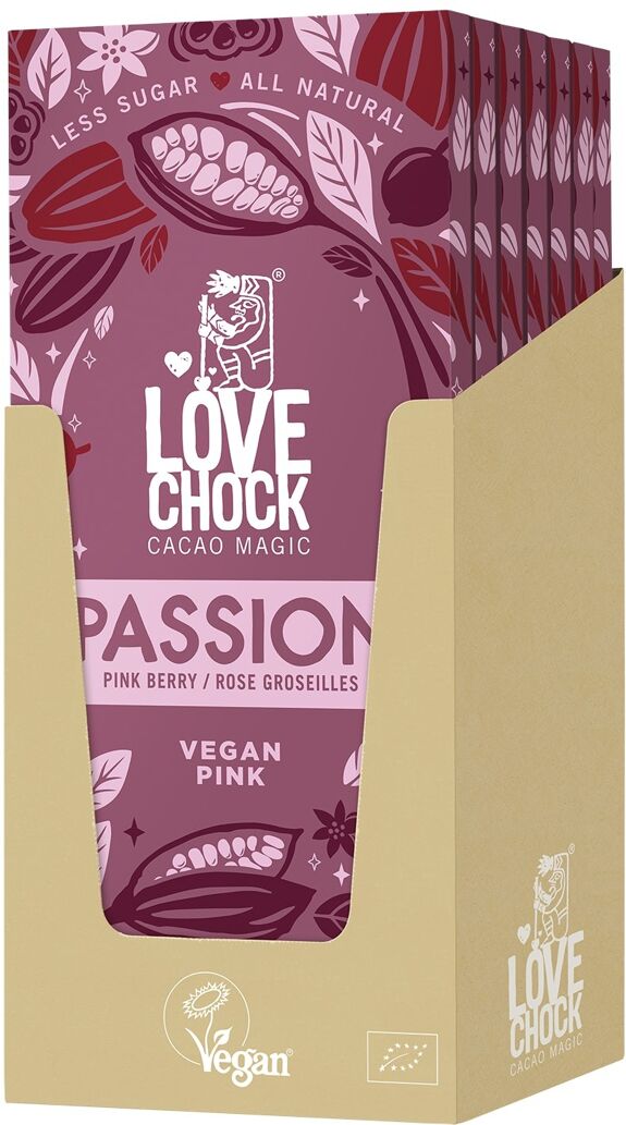 Organic Vegan Pink Chocolate PASSION ROSE AND CURRANTS - 70 g organic - 5 in stock