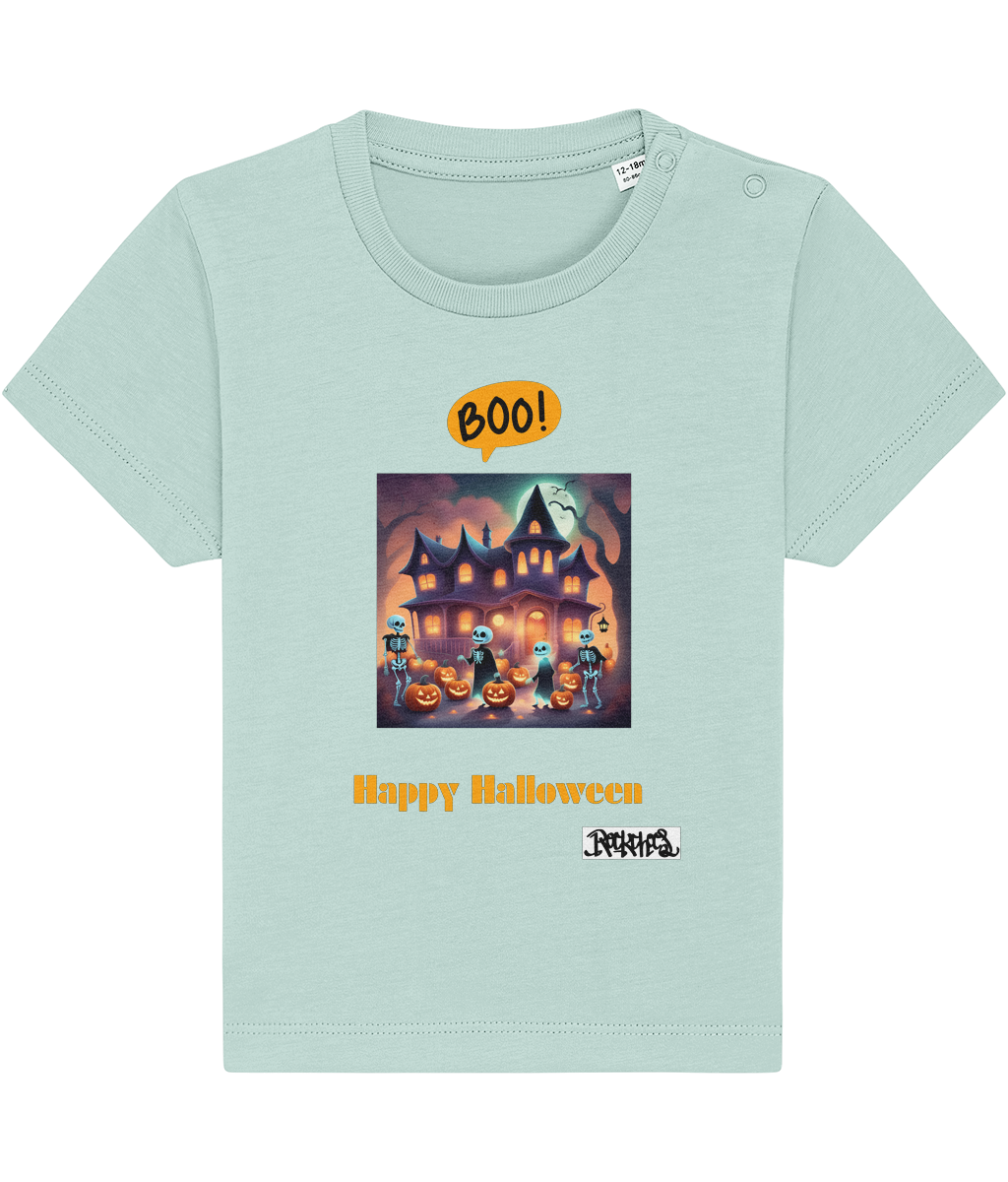 Happy Halloween T shirts 0 to 36 months designed by Rock Chocs Haunted House Design 3
