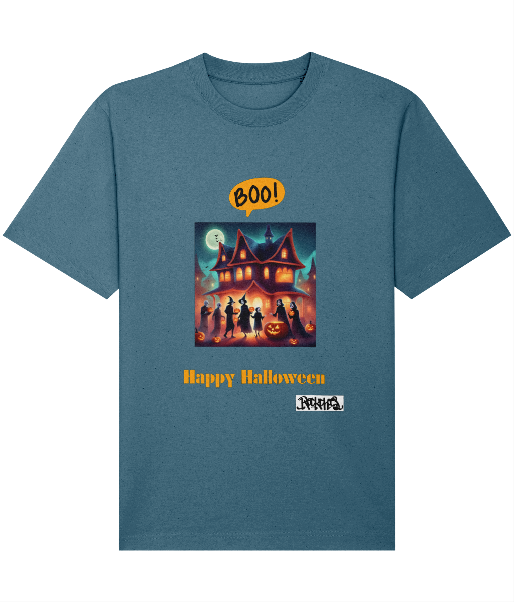 Happy Halloween T shirts designed by Rock Chocs Haunted House Design 2 Adults Unisex