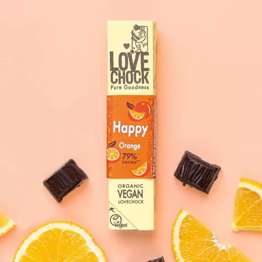 Organic and vegan HAPPY Dark Orange chocolate 79% - 40 g  pre order we will send out once arrives