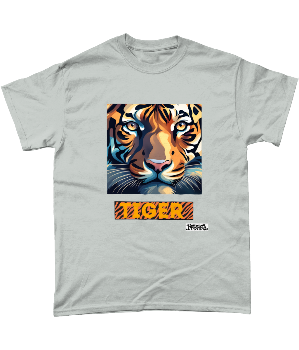 Gildan Heavy Cotton T-Shirt Tiger T shirt by Rock Chocs