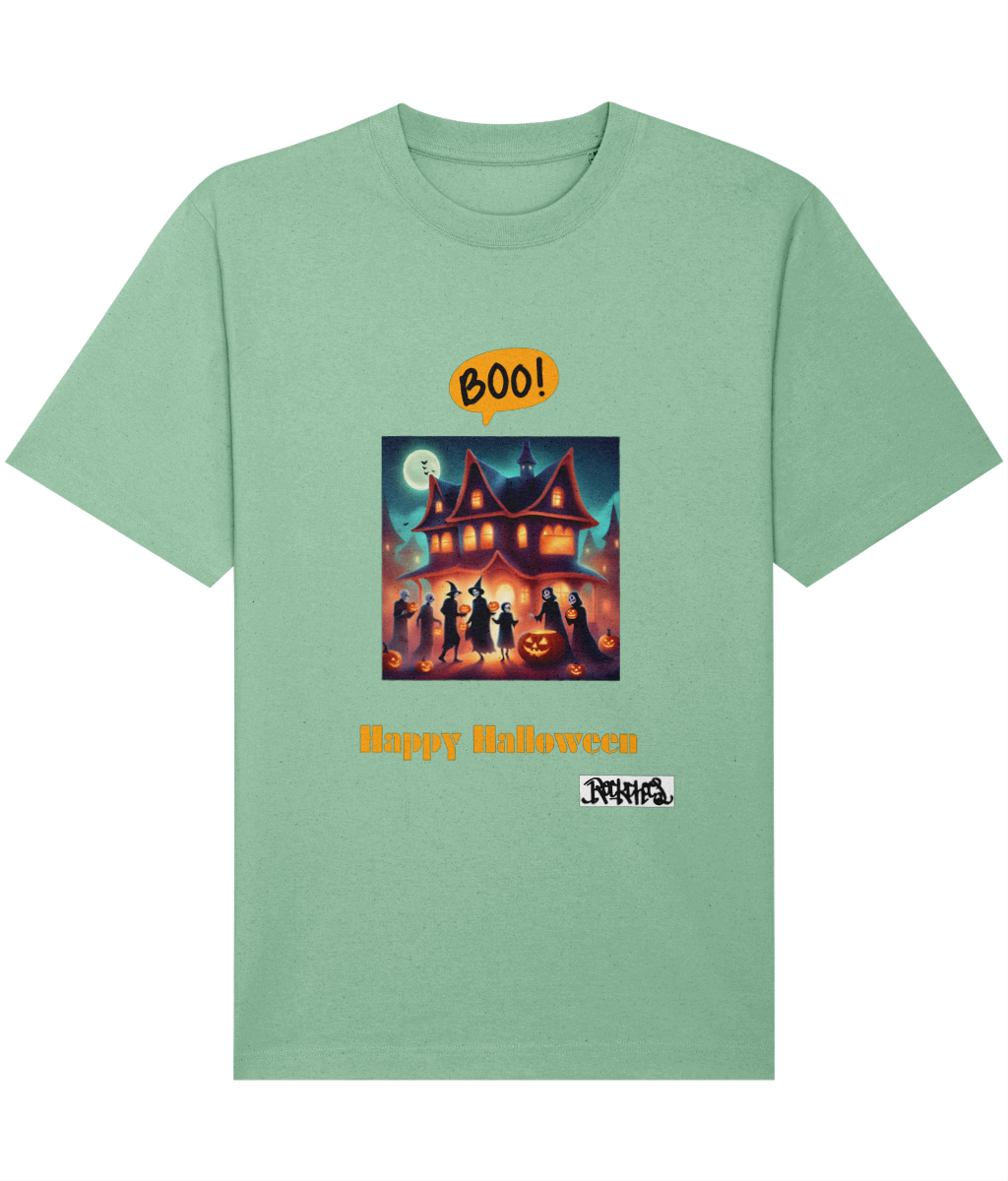 Happy Halloween T shirts designed by Rock Chocs Haunted House Design 2 Adults Unisex