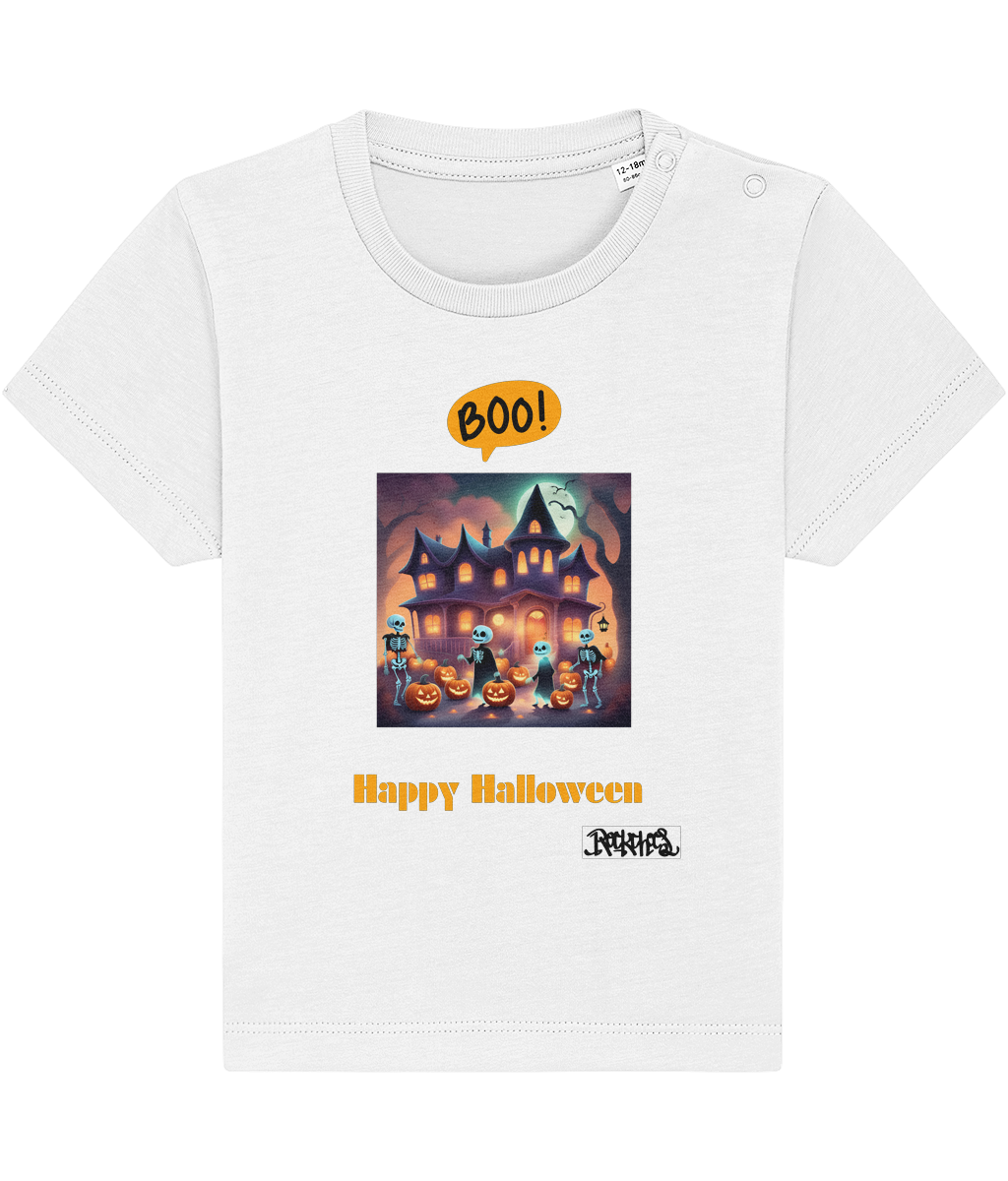 Happy Halloween T shirts 0 to 36 months designed by Rock Chocs Haunted House Design 3