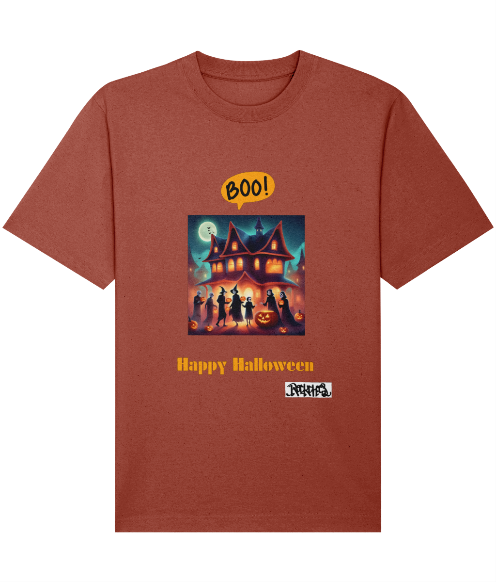 Happy Halloween T shirts designed by Rock Chocs Haunted House Design 2 Adults Unisex