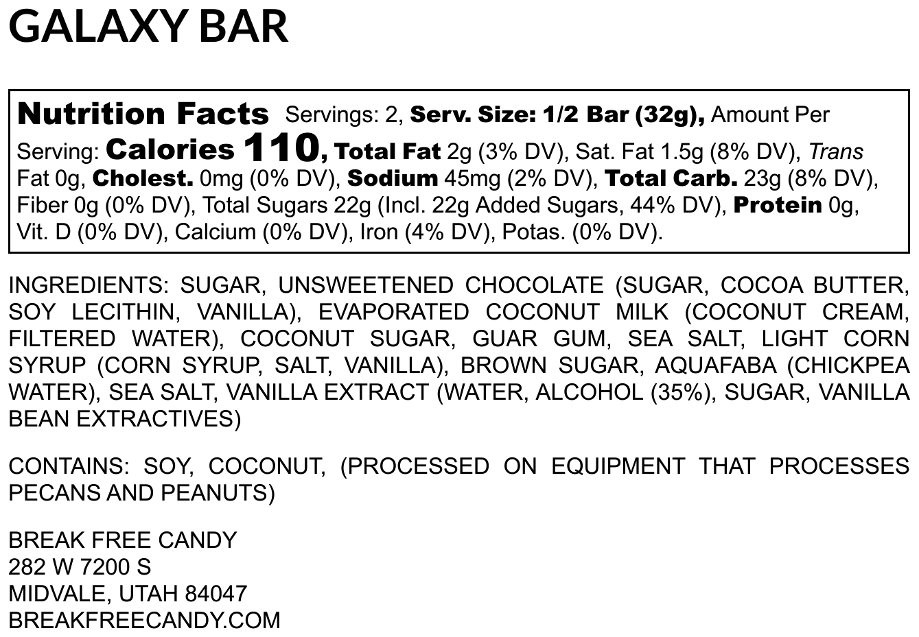 Vegan Space Bar™ Candy Bar  pre order arriving in November