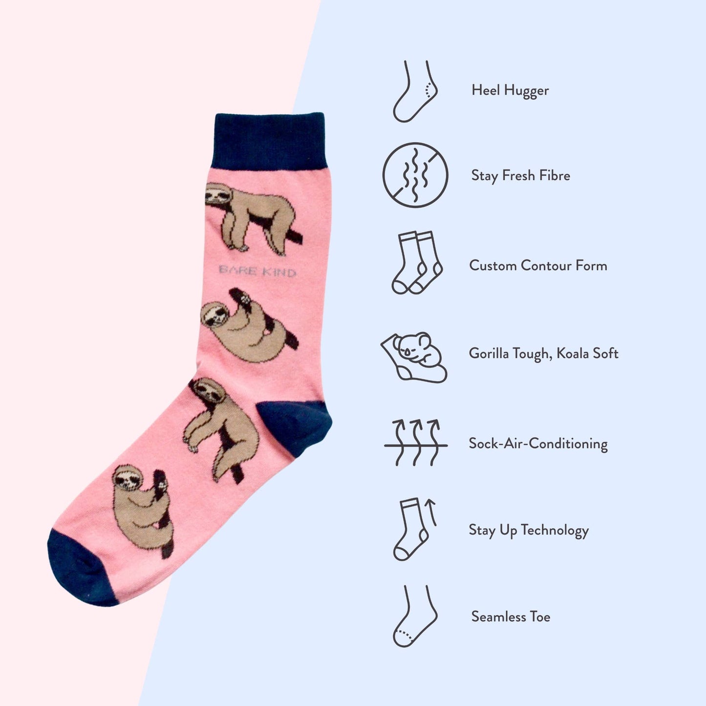 Sloth Socks | Bamboo Socks | Salmon Socks | Sleepy Socks