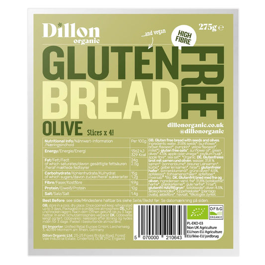 Pre Order Sliced Gluten Free Olive Bread 275g