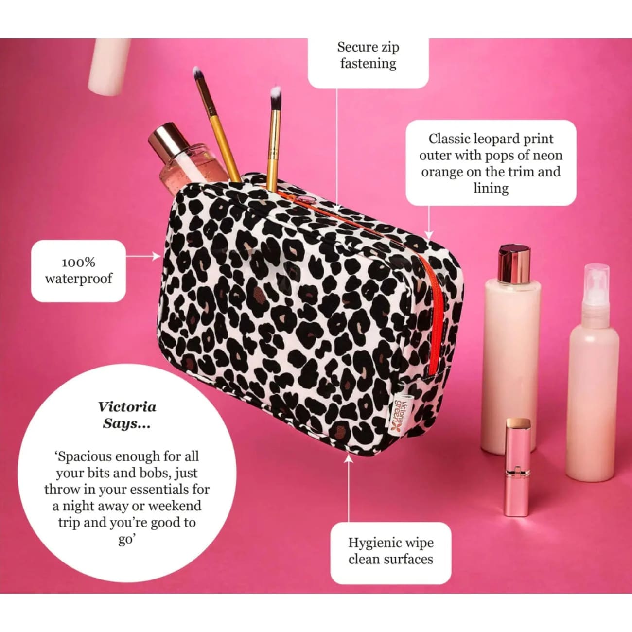 Rock Chocs Beauty Kit Case in Leopard Tan Victoria Green