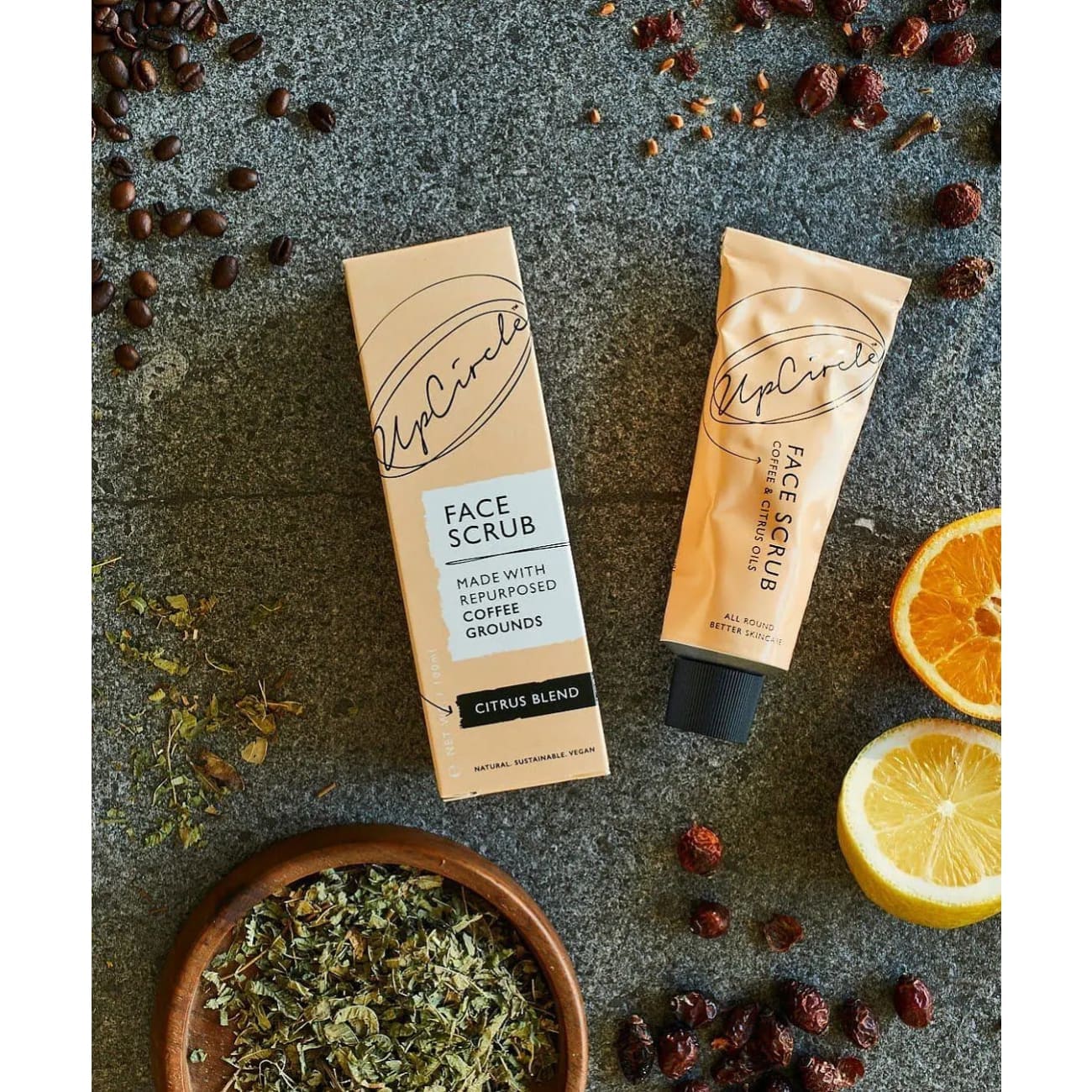 Rock Chocs  Coffee Face Scrub Citrus 100 ml UpCircle Beauty beauty beauty sustainable coffee face scrub hand made pamper pamper boxes Rock Chocs Rock Chocs pamper boxes skincare UpCircle beauty skincare vegan