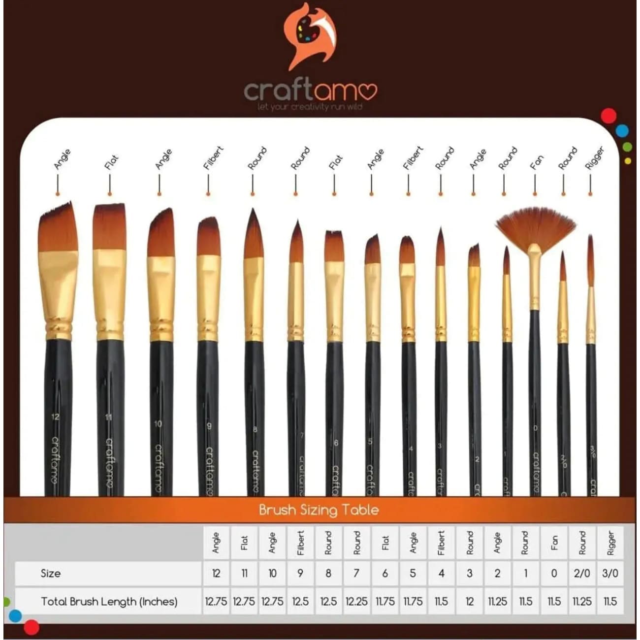 Rock Chocs  Craftamo - ART BRUSHES - 15 Piece Paint Craftamo art brushes vegan Craftamo Rock Chocs vegan art vegan art supplies