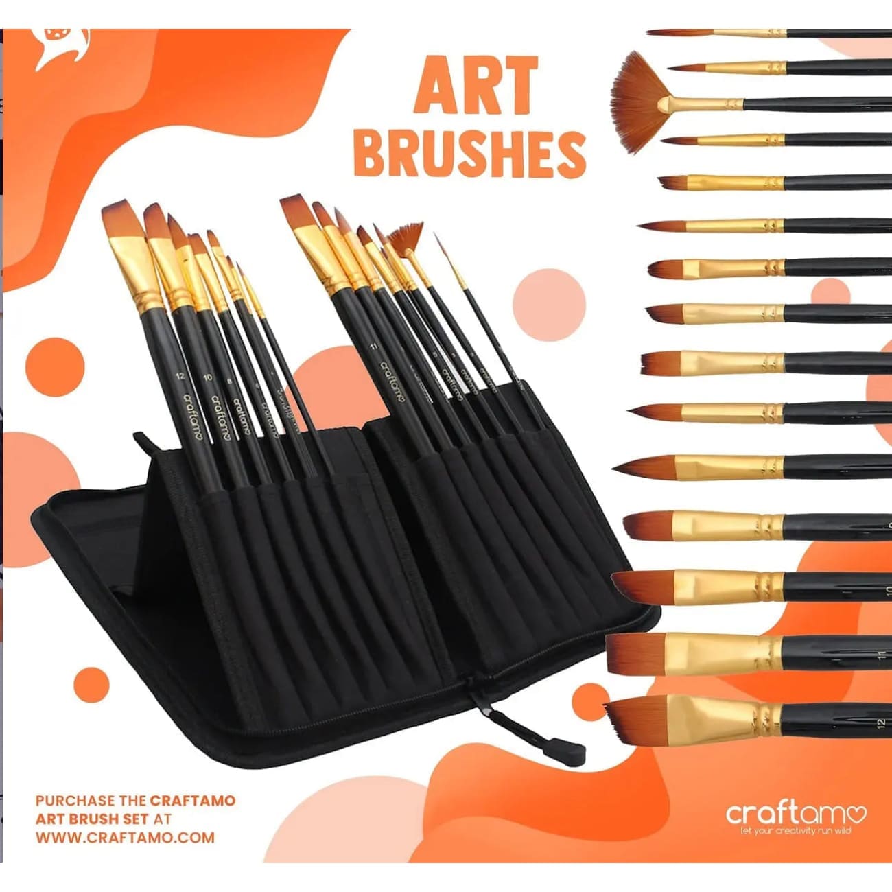 Rock Chocs Craftamo - ART BRUSHES - 15 Piece Paint Craftamo art brushes vegan Craftamo Rock Chocs vegan art vegan art supplies
