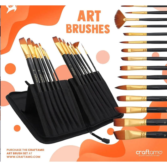 Rock Chocs  Craftamo - ART BRUSHES - 15 Piece Paint Craftamo art brushes vegan Craftamo Rock Chocs vegan art vegan art supplies