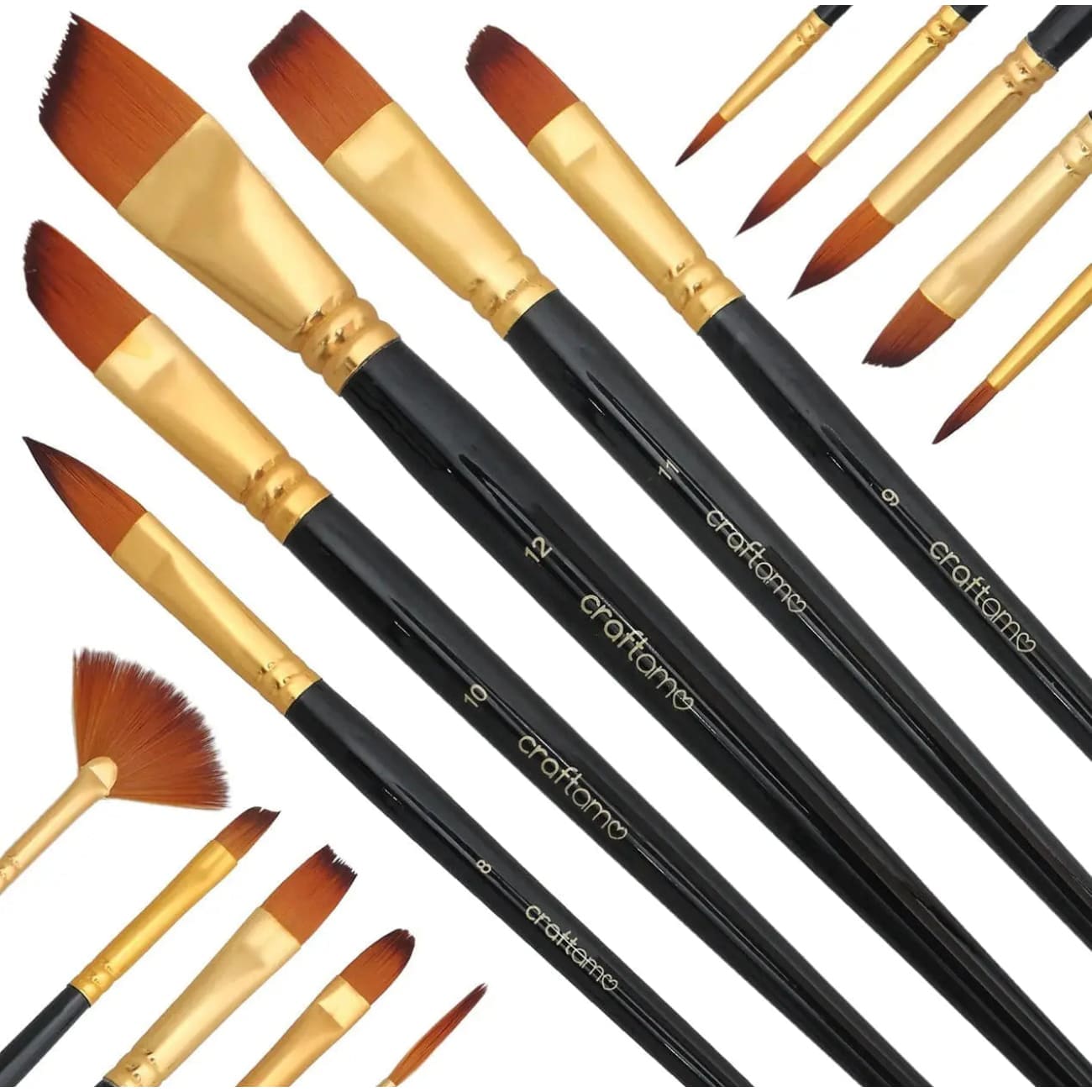 Craftamo - ART BRUSHES - 15 Piece Paint Rock Chocs