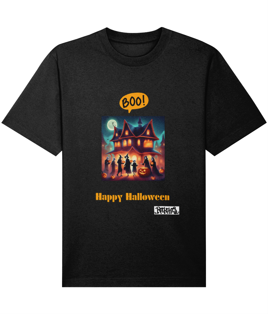 Happy Halloween T shirts designed by Rock Chocs Haunted House Design 2 Adults Unisex
