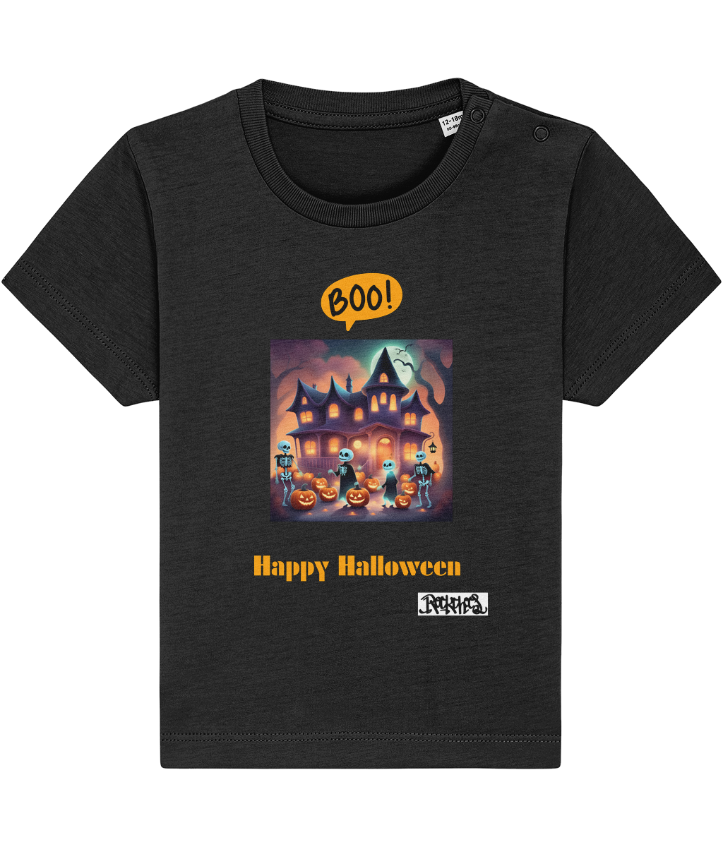 Happy Halloween T shirts 0 to 36 months designed by Rock Chocs Haunted House Design 3