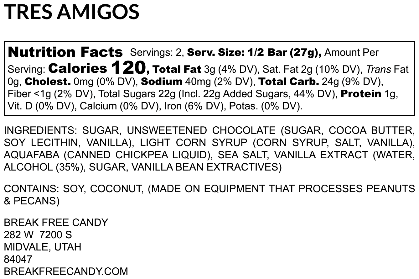 Vegan Tres Amigos™ Candy Bar pre order arriving in November will send out once stock arrives