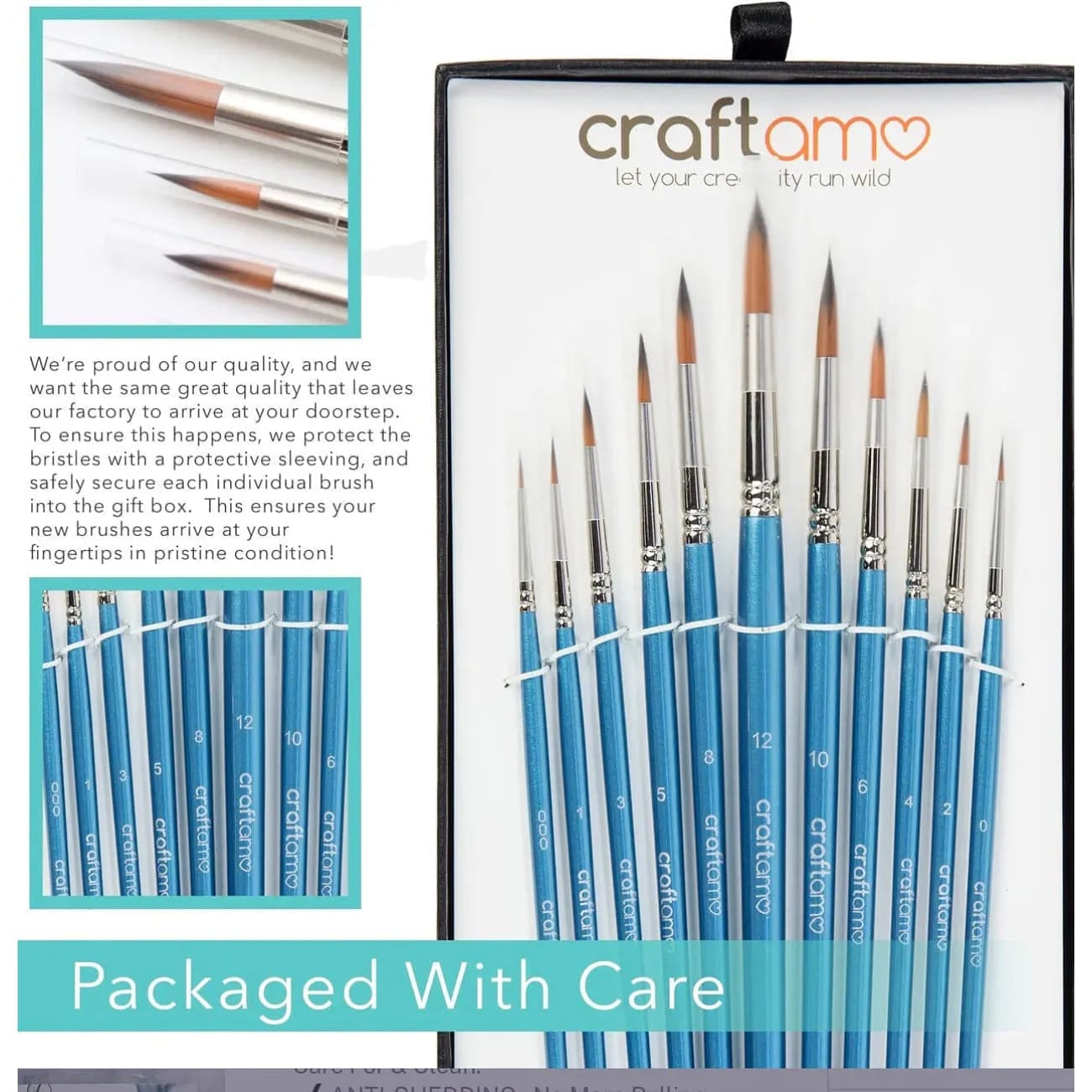 Rock Chocs  DETAIL BRUSHES - 11 Piece Paint Brush Set / Liner Brushes) Craftamo