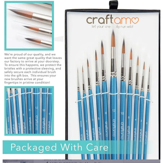 Rock Chocs  DETAIL BRUSHES - 11 Piece Paint Brush Set / Liner Brushes) Craftamo