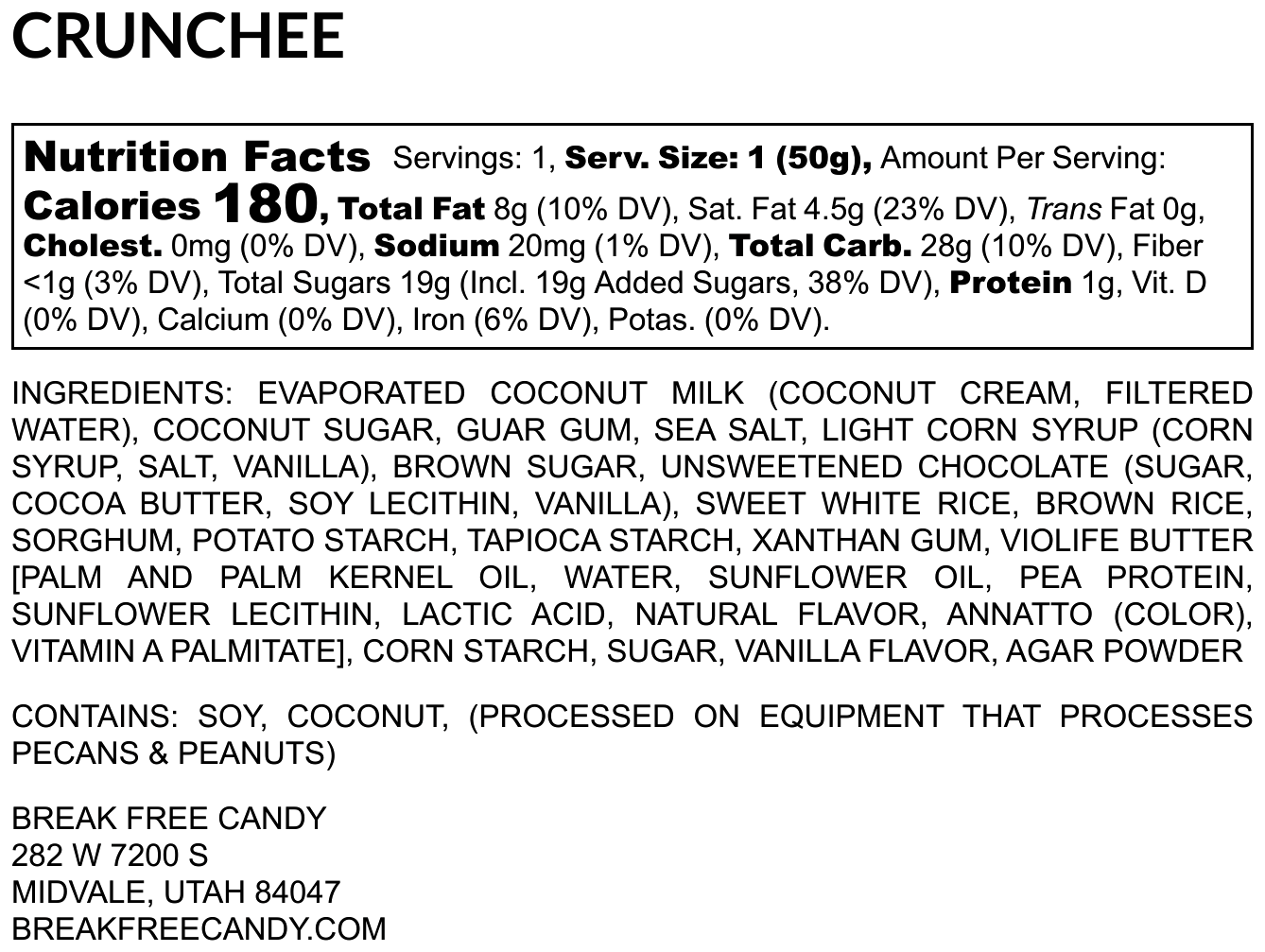 Vegan Crunchee™ Candy Bar  pre order arriving in November