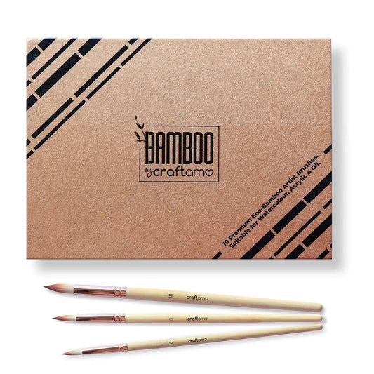 Rock Chocs  ECO BAMBOO PAINT BRUSHES (SET OF 10 ARTIST BRUSHES) Craftamo
