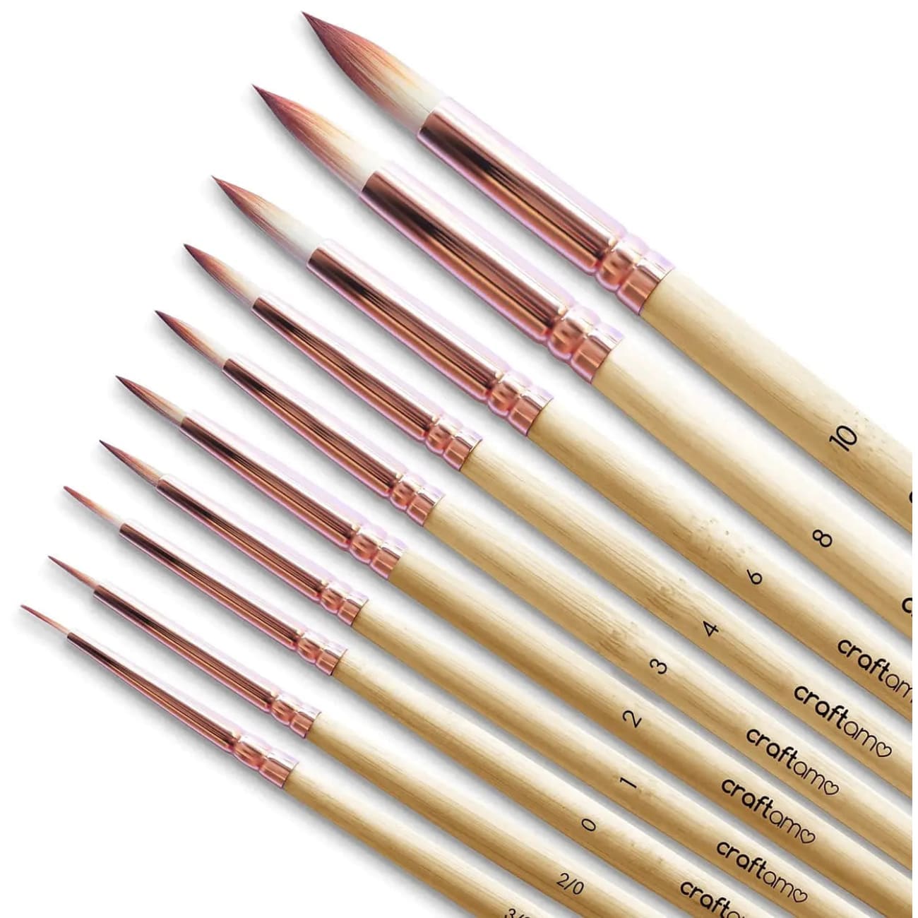 Rock Chocs  ECO BAMBOO PAINT BRUSHES (SET OF 10 ARTIST BRUSHES) Craftamo