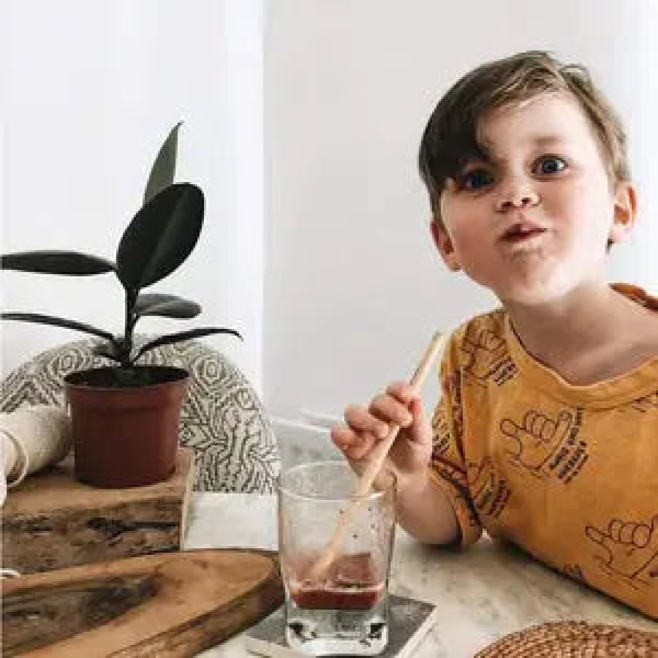 Rock Chocs  Jungle Straws: Reusable Bamboo Drinking Straws with Natural Hessian Carry Case (Set of 12) Jungle Culture