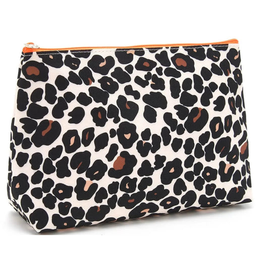 Rock Chocs  Mia' Large Makeup Bag in Leopard Tan Victoria Green