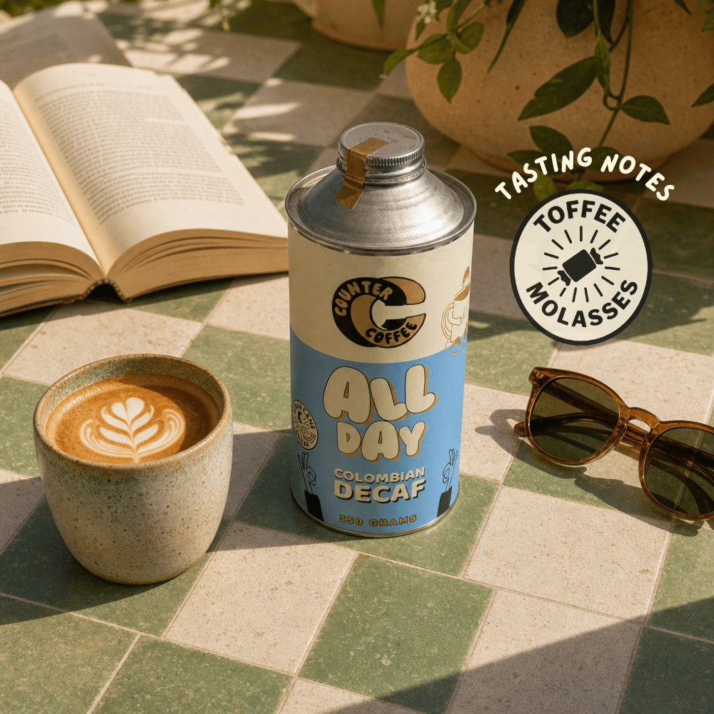 Coffee - All Day Decaf Tin - 350g Fresh Roasted Colombian