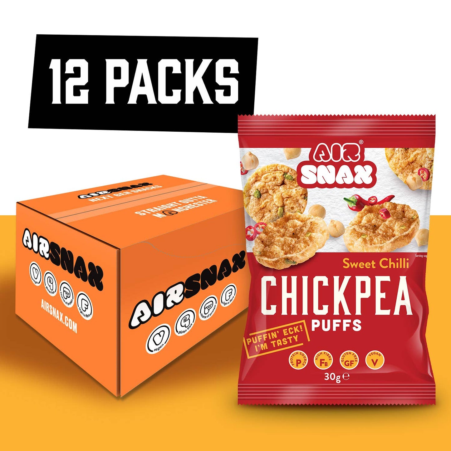 Puffed Chickpea Snack Sweet Chilli Flavoured  - Arriving soon at Rock Chocs  Box of 12