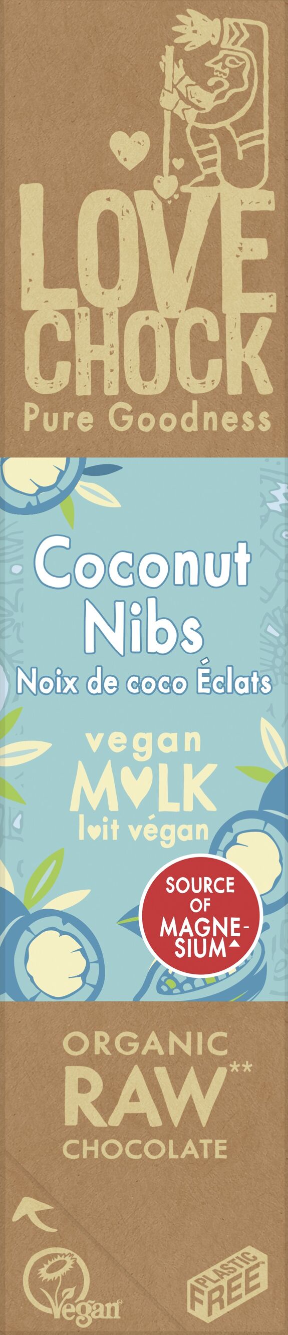 Organic and Raw Vegan Milk Chocolate COCONUT CHIPS 68% - 40 g - 12 in stock