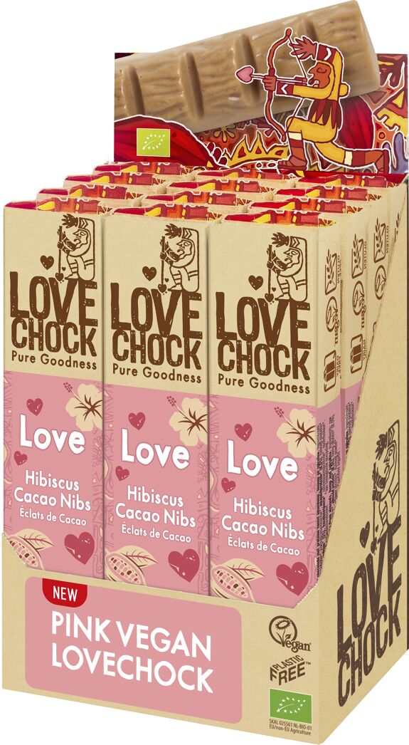 Organic Vegan Pink Chocolate LOVE HIBISCUS AND BENEFITS - 40 g