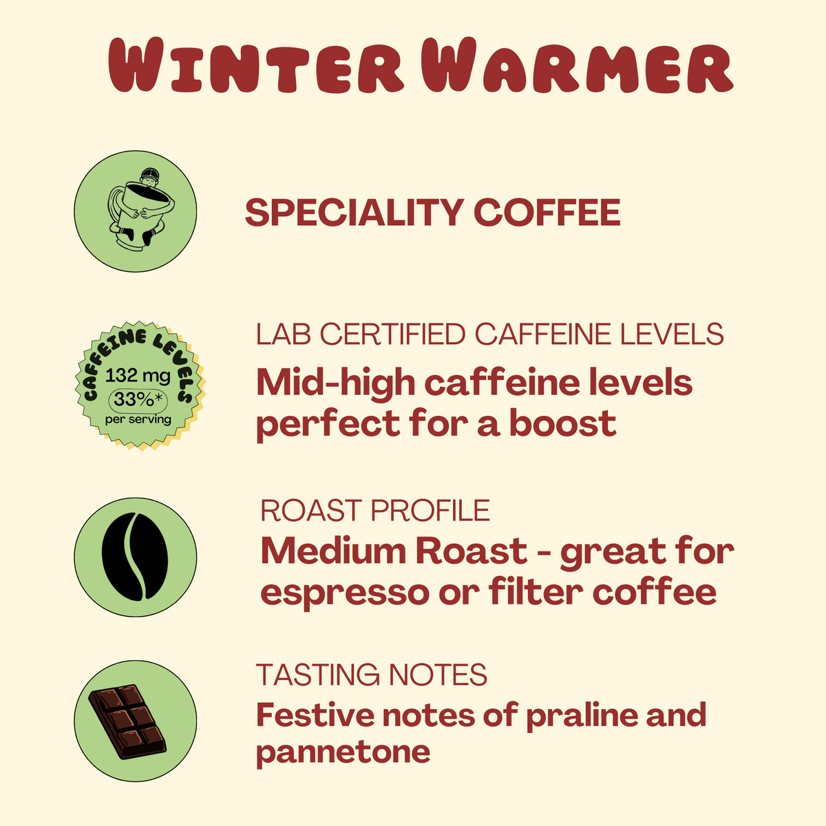 Coffee Winter Warmer Tin 350g Fresh Roasted Seasonal Blend whole bean
