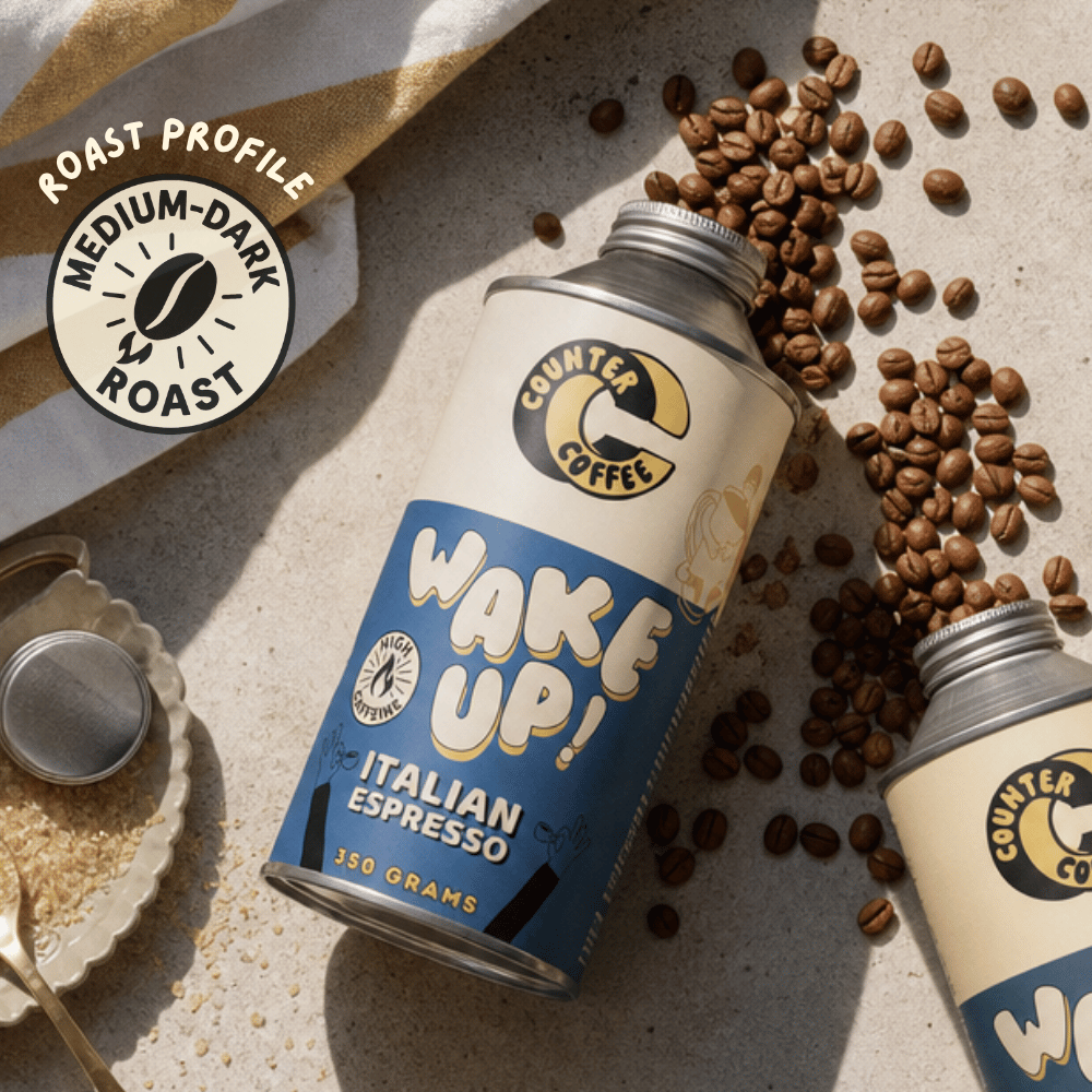 Coffee, Wake Up! Espresso Tin 350g Fresh Roasted in Bristol