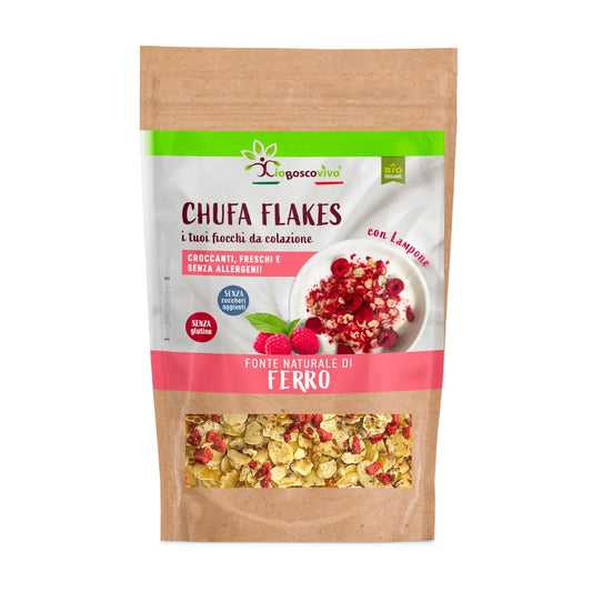 Chufa Flakes with Organic Raspberry - Gluten-Free Chufa Flakes - 180g - pre order will arrive October we will send out then