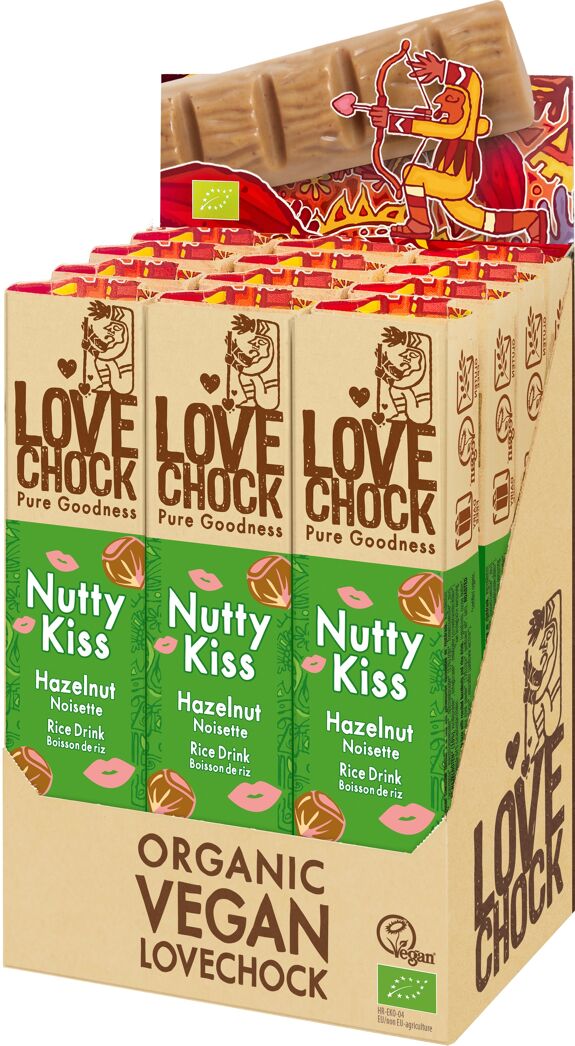 Organic Vegan Milk Chocolate NUTTY KISS RICE AND HAZELNUT DRINK 64% - 40 g - 6 in stock