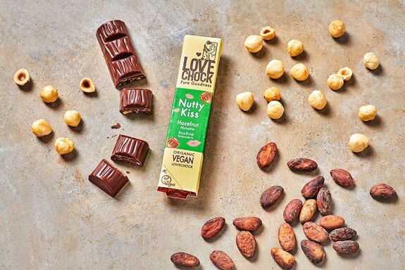 Organic Vegan Milk Chocolate NUTTY KISS RICE AND HAZELNUT DRINK 64% - 40 g - 6 in stock