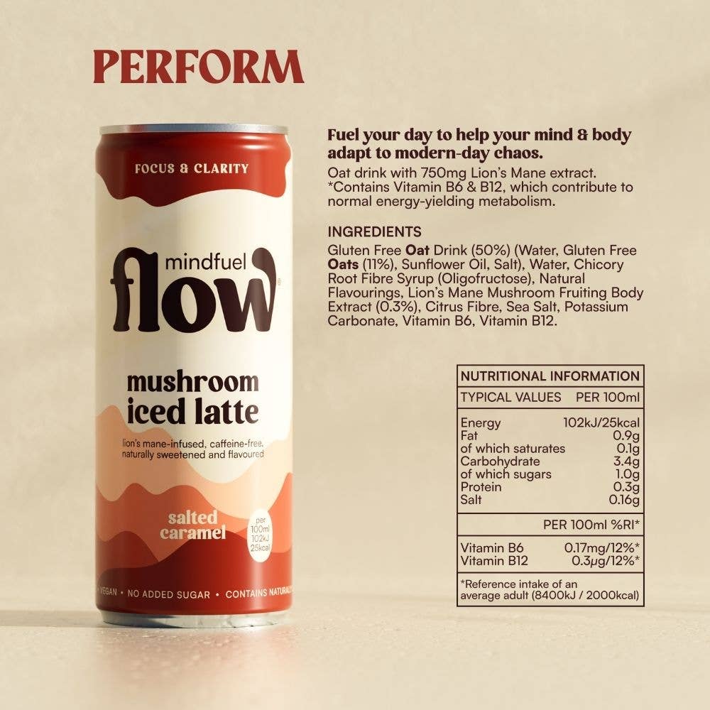 Lion's Mane Oat Latte - Salted Caramel 250 ml can