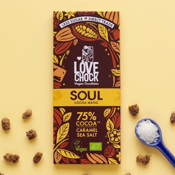 Organic and Vegan Dark Chocolate SOUL CARAMEL AND SALT 75% - 70 g