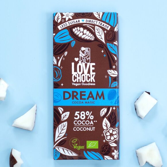 Organic Vegan Milk Chocolate DREAM COCONUT 58% - 70 g - 11 in stock