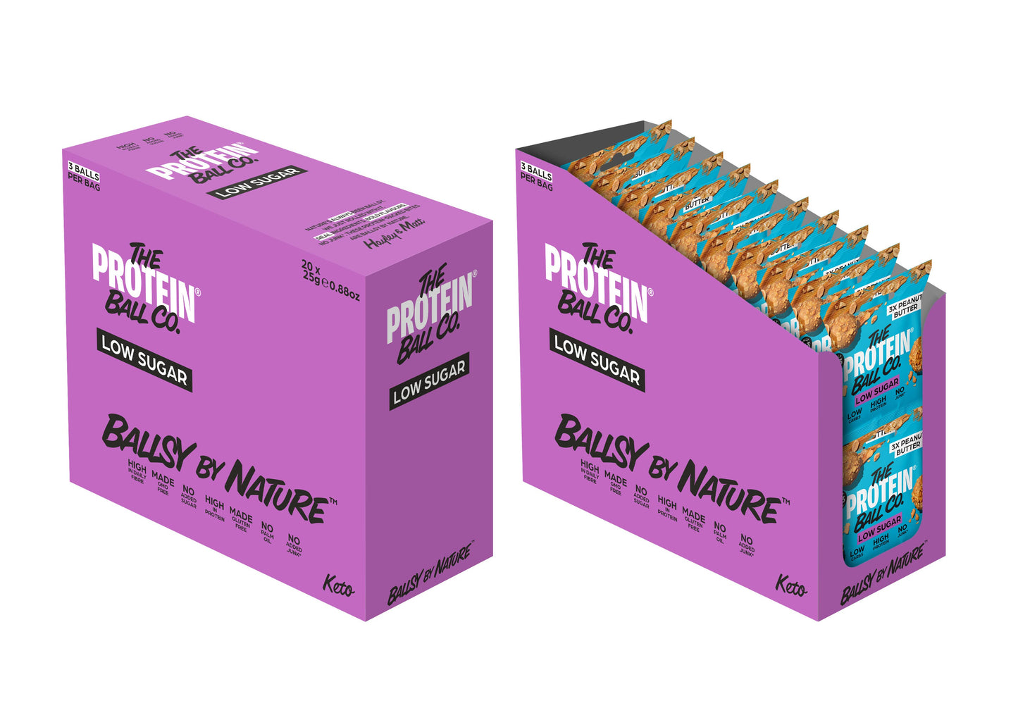 PEANUT BUTTER -  Low Sugar -  Keto Ball Snack 25g