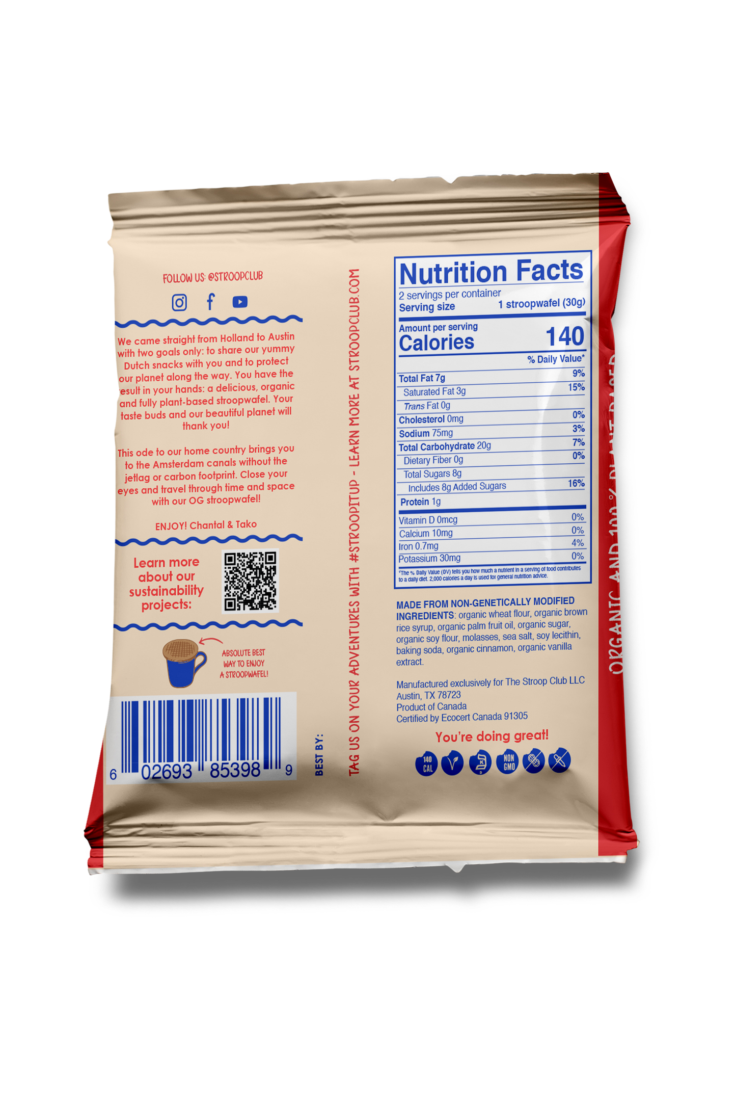 Traditional Caramel Organic and Plant-Based Stroopwafel 2-pack arriving soon at Rock Chocs