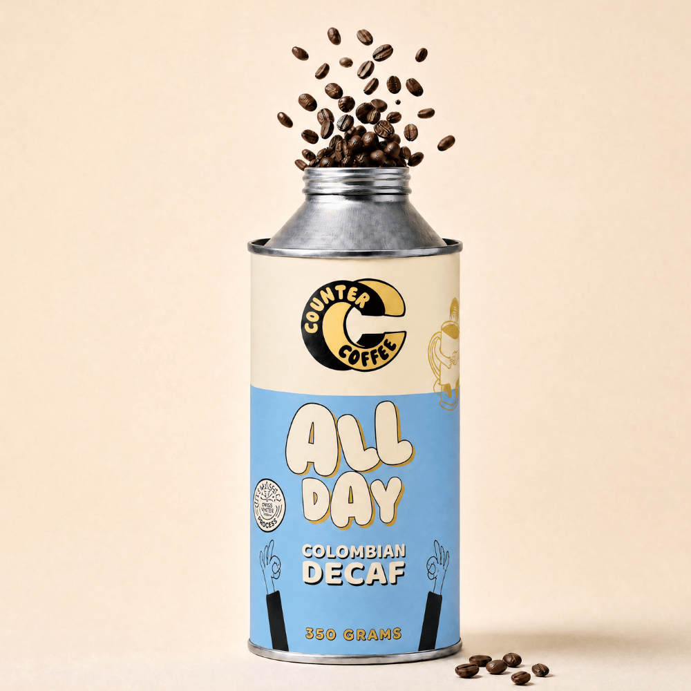 Coffee - All Day Decaf Tin - 350g Fresh Roasted Colombian